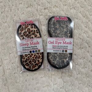 Satin Sleep Mask and Gel Eye Mask Set - Leopard and Black